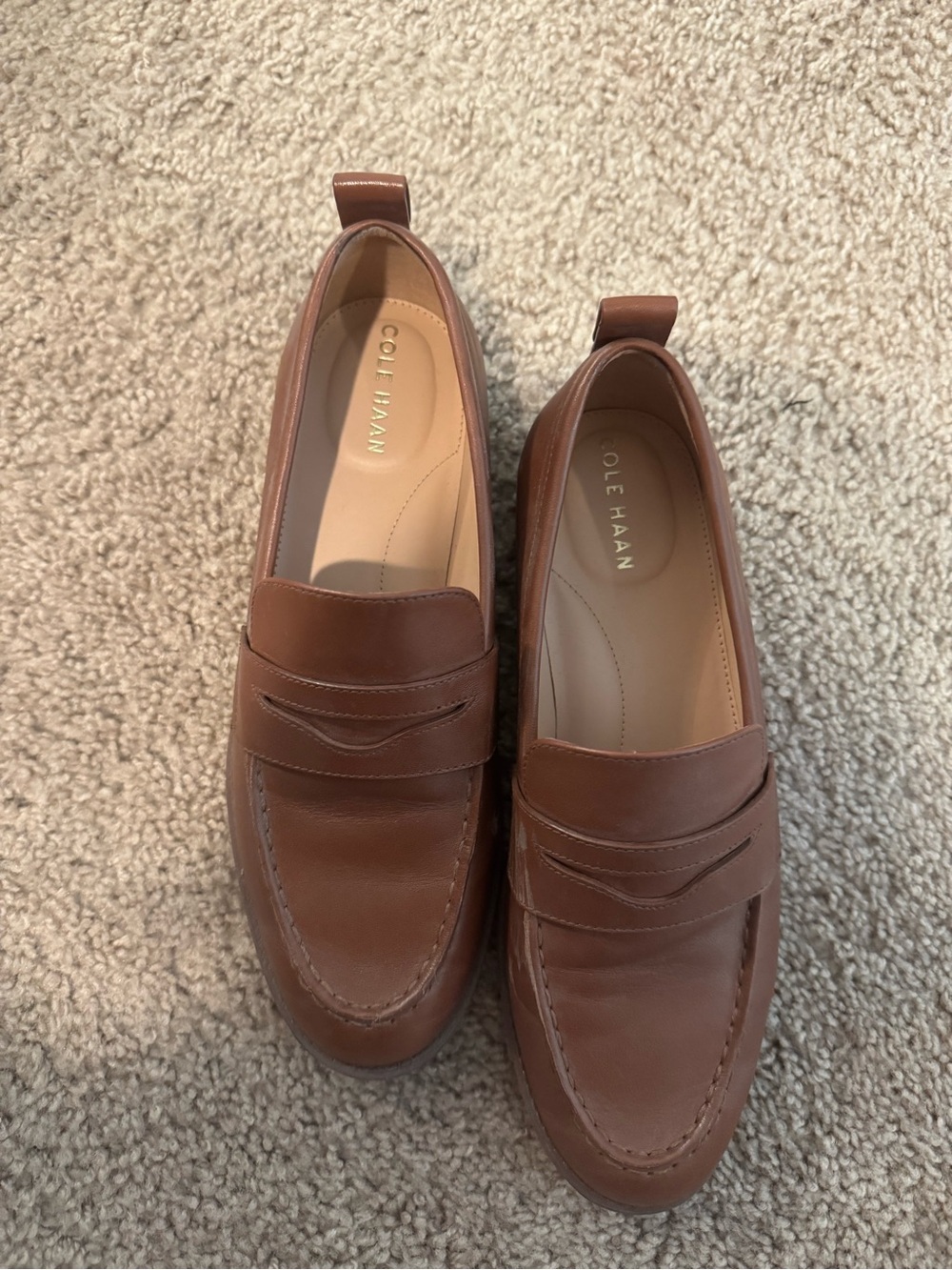 Cole Haan Women’s Tan Leather Penny Loafers - WORN ONCE